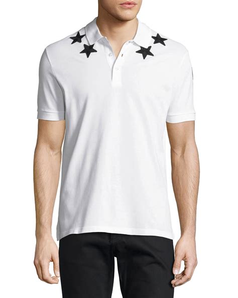 givenchy cuban-fit star-appliqué polo shirt white black|Givenchy Polo Shirts for Men .